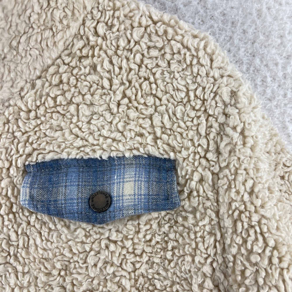 Pendleton Fleece Jacket Womens Large Ivory Sherpa Flannel Lined Full Zip Cozy - Picture 9 of 16